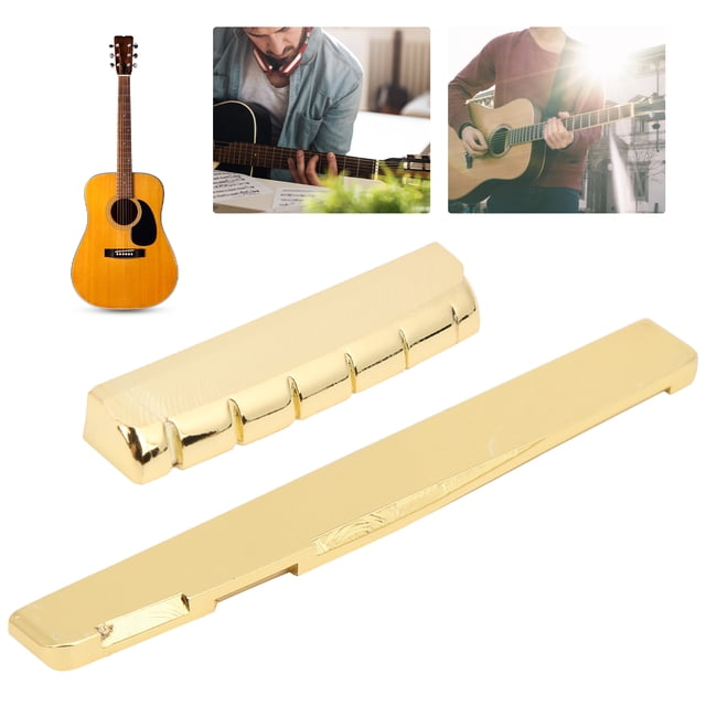 Brass Guitar Saddle, Convenient Brass 6 String Nut Practical Gold Brass For Home For Guitar