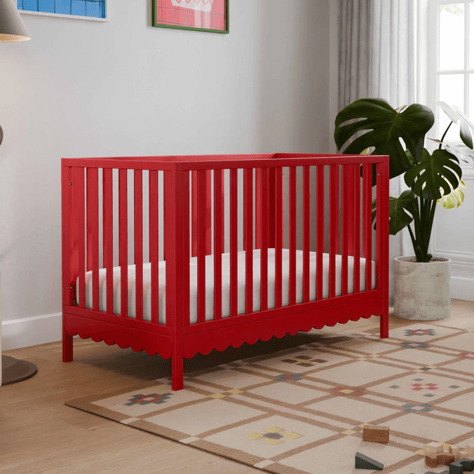 daVinci Sammy Scallop 4 in 1 Convertible Crib, Strawberry Red