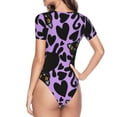 thumbnail image 3 of Uemuo Cartoon Black Cats Pattern Women's One Piece Short Sleeve Swimsuit Rash Guard Surfing Modest Quick-drying Swimsuit Beach Essentials-, 3 of 9