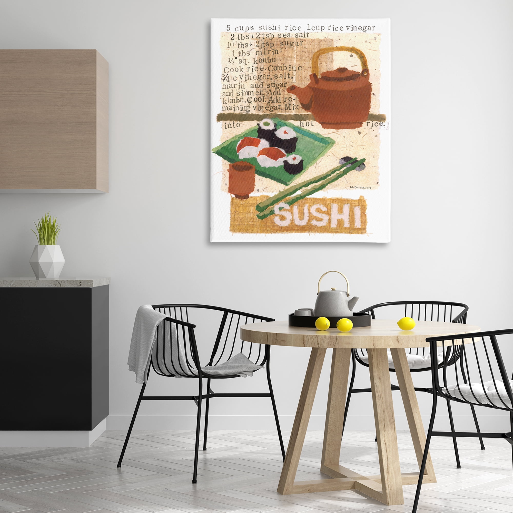 Stupell Industries Traditional Sushi Recipe Food & Beverage Painting Gallery Wrapped Canvas Art Print Wall Art, 36 x 48