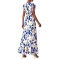 thumbnail image 6 of PRETTYGARDEN Womens Summer Floral Maxi Dresses Spring Short Sleeve Ruffle V Neck Flowy Boho Long Beach Vacation Sundress, 6 of 8