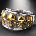 thumbnail image 5 of Retro Vintage Stainless Steel Gothic Death Skull Skeleton Cocktail Party Biker Statement Halloween Ring, 5 of 10