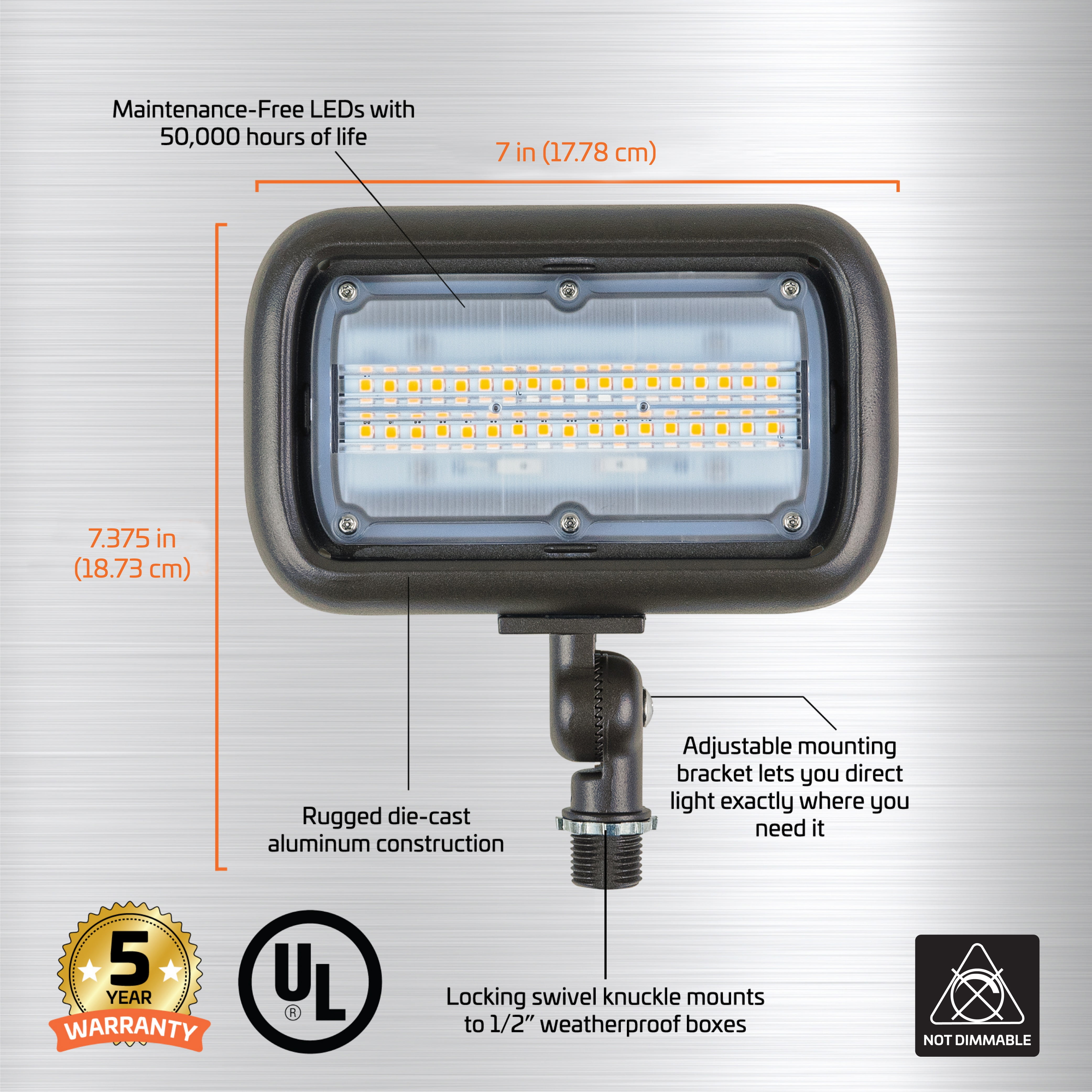 Newhouse Lighting WW30BRZ 30-Watt Die-Cast Aluminum LED Wall Wash Flood Light Outdoor, Weatherproof Landscape Lighting 2695 Lumens, 3000K Warm White, 120-277V, 1/2" Knuckle Mount Bronze, 2 packs
