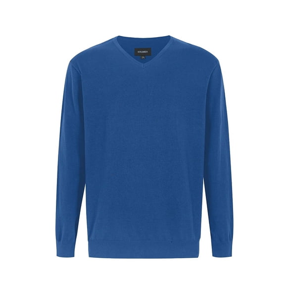 Krumba Mens Big Tall Sweater Cotton Oversized Long Sleeve Kintted Light Causal Plus Pullovers Royal Blue 7XL