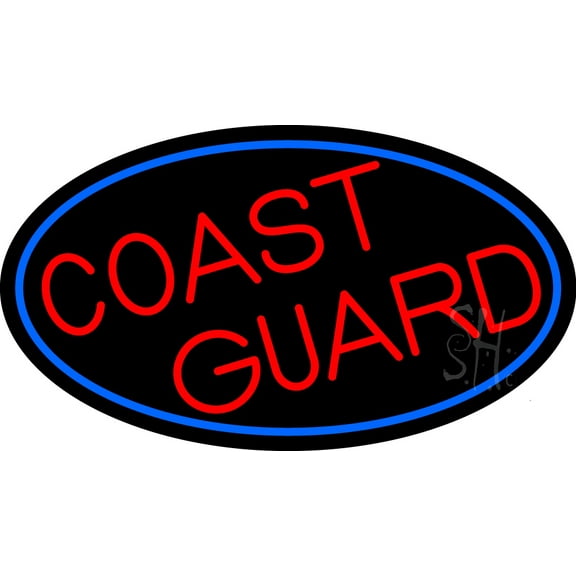 Coast Guard LED Neon Sign 20 x 37 - inches, Black Square Cut Acrylic Backing, with Dimmer - Bright and Premium built indoor LED Neon Sign for Defence Force.