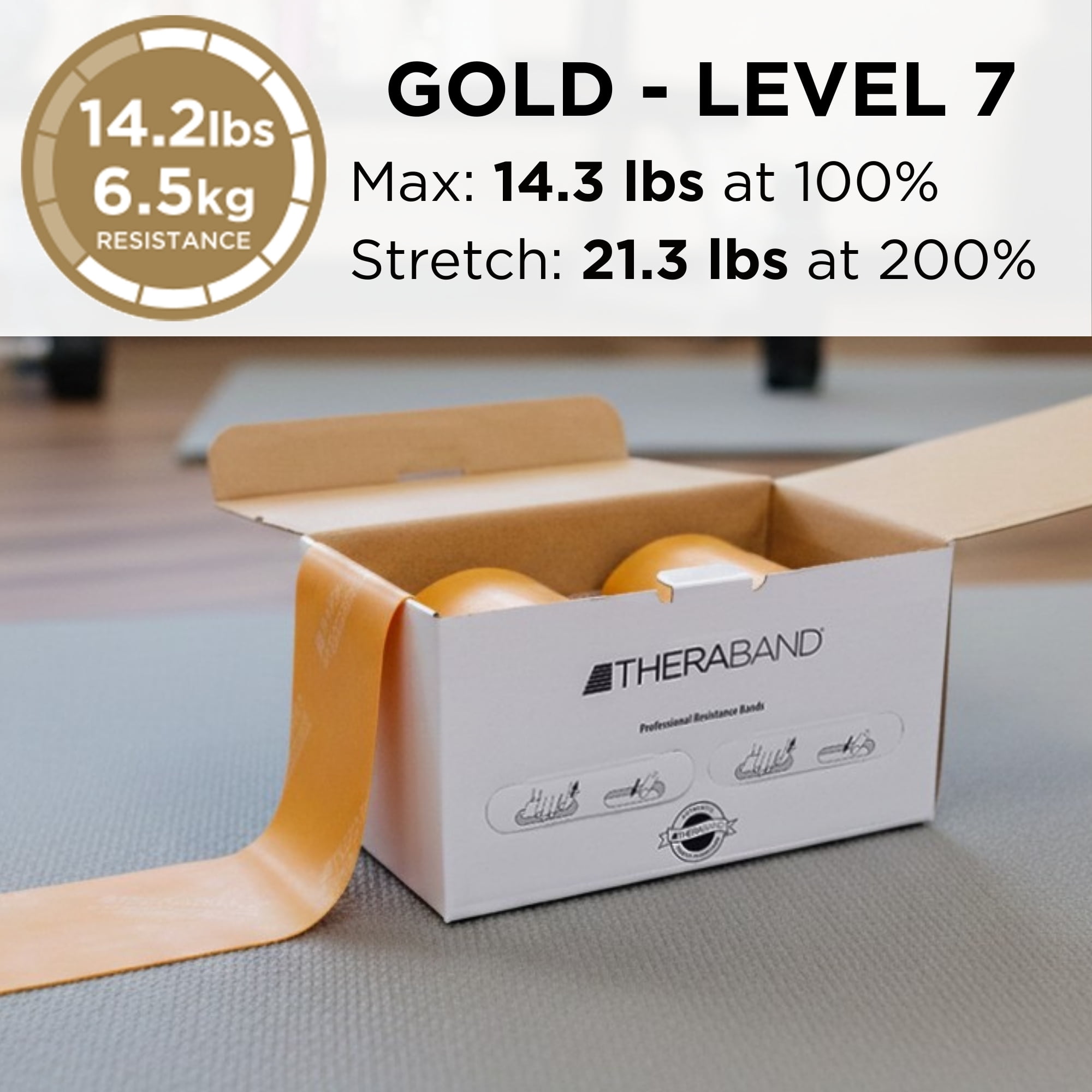 THERABAND Resistance Band, Gold, Max, 50-Yard Roll, Elastic Band for Strength Training, Stretching, Yoga, Pilates, Physical Therapy, Portable & Cut-to-Length, Color-Coded Levels