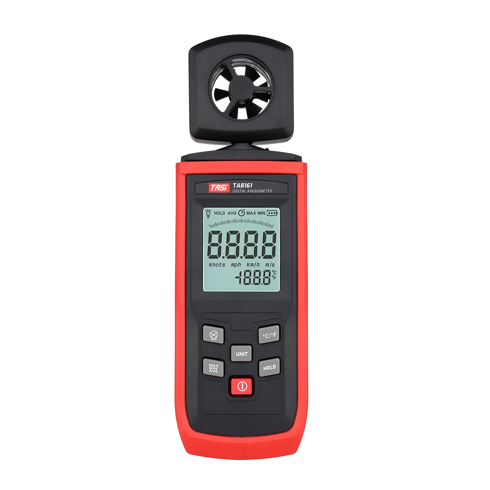 Temperature Hanchen TA8161 Digital Anemometer for Measuring Wind Speed Volume Hand-held High Precision Standard Integrated Wind Speed Tester with 500 Groups Data USB Transmission 