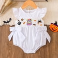 thumbnail image 2 of Baby Onesies Girl Baby Girl Outfit Infant Halloween Embroidery Romper Bowknot Fly Sleeve Gingham Print Jumpsuit, 2 of 7