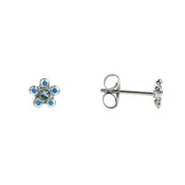 STUDEX Tiny Tips Stainless Steel Daisy Aquamarine Stud Earrings for Little Sensitive Ears