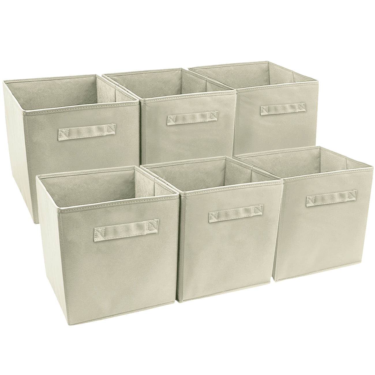 Sorbus Foldable Storage Cube Basket Bin 6 Pack Beige