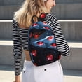 thumbnail image 5 of Disketp Cosmic Red Sparkle Dice Mochila de Lona Estampada, Mochila Escolar de Viaje Ligera para Estudiantes y Portátil-Small, 5 of 5