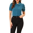 thumbnail image 1 of INSPIRE CHIC Women's Collared Top Peter Pan Collar Short Sleeve Button Front Shirt Lake Blue XL, 1 of 5