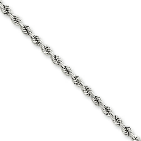 Chain Handmade Necklace Earring - 2.75mm, 14k White Gold, Handmade Solid Rope Chain Necklace