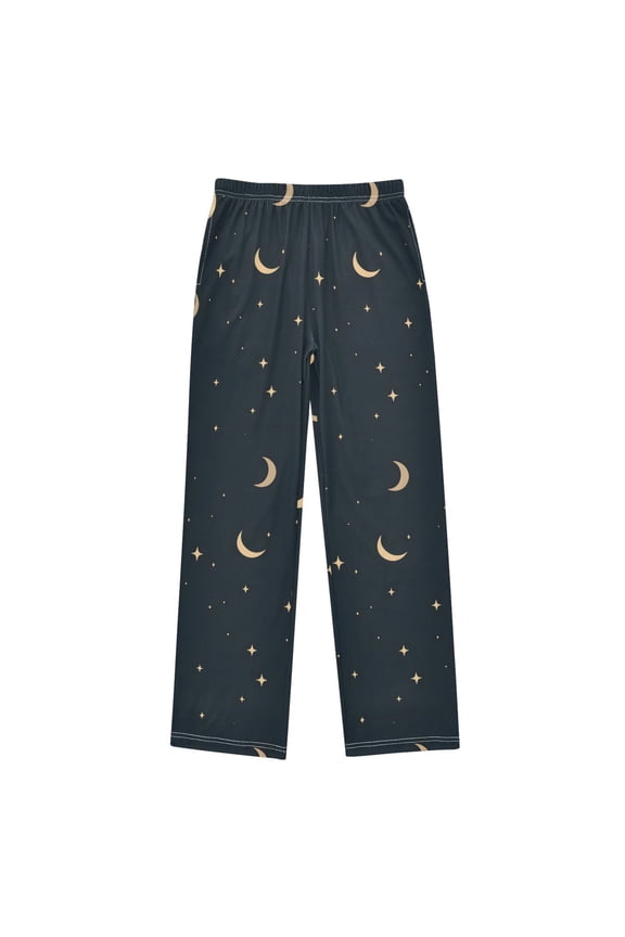 Stars and Moons Pattern Pajama Pants Soft Lightweight Lounge Pants Bottoms Sleep Pants Warm Comfy