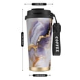 thumbnail image 3 of Stainless Steel Coffee Cup 7.7×2.6×3.5in Tapered Design Nylon Woven Wrist Strap Portable Durable Cup Bottom With Non-Slip Sticker Purple-White-Gold Marble, 3 of 8