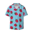 thumbnail image 4 of Uemuo Strawberries Pattern Cotton Linen Short Sleeve Shirts,Casual Lightweight Button Down Shirts,Vacation Beach Summer Tops-4X-Large, 4 of 7