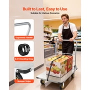KFFKFF Heavy Duty Platform Truck, 2000 lbs Capacity, Steel Flatbed Cart with Swivel Wheels and Foldable Handle, Hand Push Dolly for Groceries, Garage, Warehouse, 35.4 x 23.6 x 35.4 in
