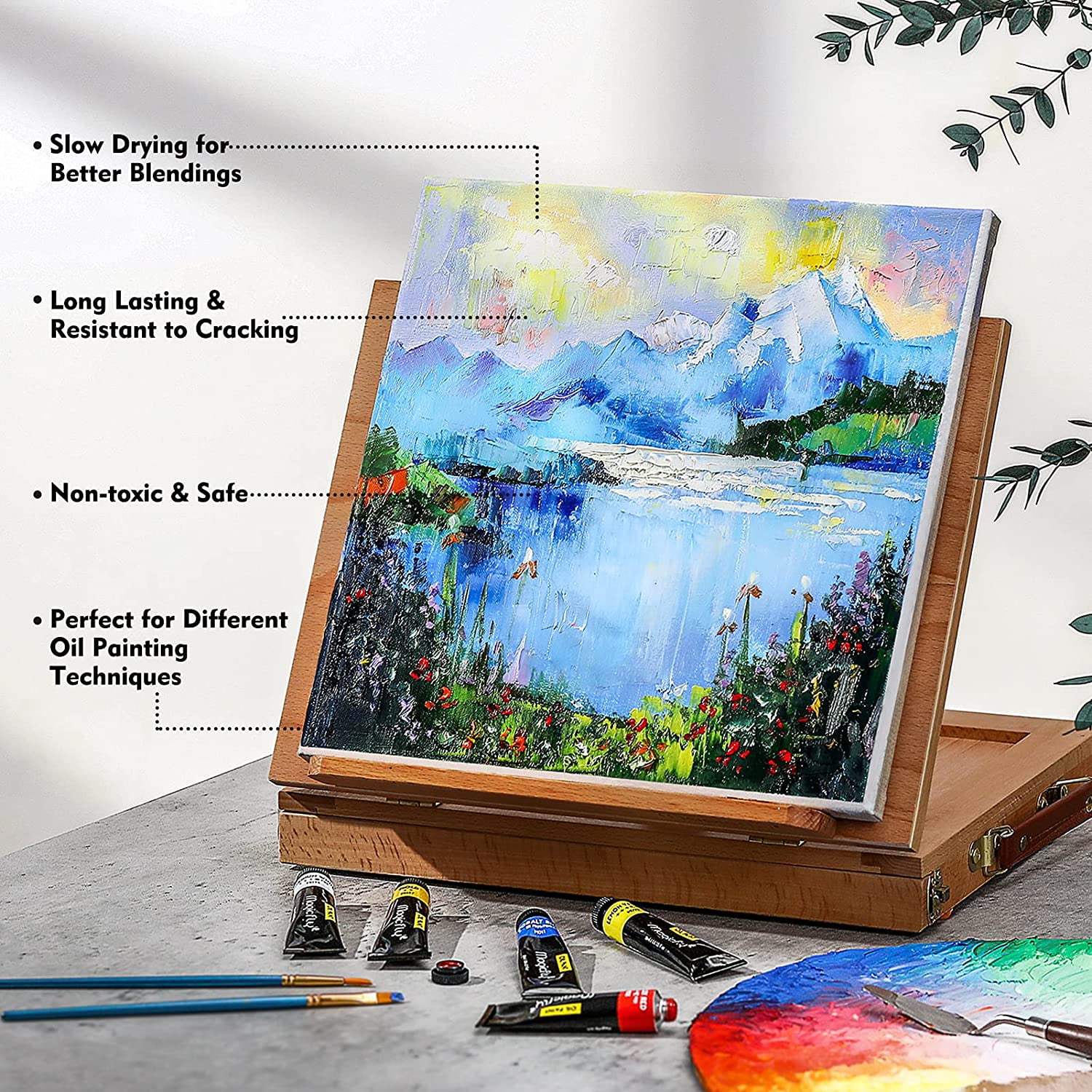 40pcs Oil Paint Set (18ml/0.6oz) with Storage Box for Artists, Students, Beginners Christmas Gifts