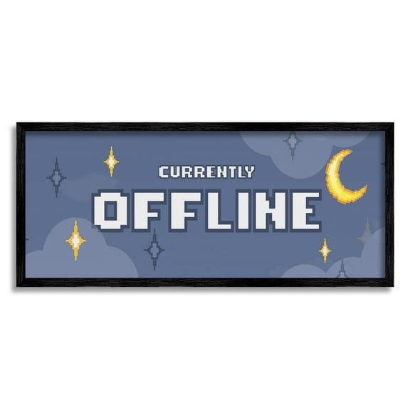 Stupell Industries Currently Offline Gamer Nature Painting Black Framed Art Print Wall Art, 24 x 10