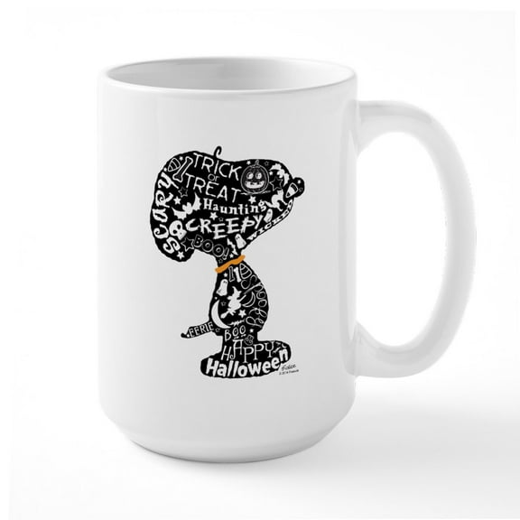 CafePress - Halloween Snoopy Collage Mugs - 15 oz Ceramic Large White Novelty Mug