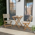 thumbnail image 5 of Javea Modern Coastal 3-Piece Acacia Wood Outdoor Folding Bistro Set, Beige/Teak Brown, 5 of 9