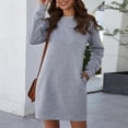 thumbnail image 4 of BOOMILK Casual Dresses for Women Round Neck Long Sleeve Sweater Waist Dress, 4 of 4