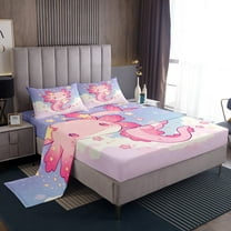 Erosebridal 3D Axolotl Sheet Set Twin, Watercolor Artwork Twin Sheet Sets, Cute Animal Bedding Twin Size, Lightweight Room Decorative, 3pcs