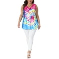 thumbnail image 2 of Agnes Orinda Women's Plus Size Tank Top Tie Dye V-neck Sleeveless Tshirts Summer Casual Basic Tees 1X Blue, 2 of 6