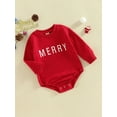 thumbnail image 3 of Bagilaanoe Newborn Baby Girl Boy Christmas Rompers Letter Print Long Sleeve Bodysuits 6M 12M 18M 24M Infant Casual One Piece Short Jumpsuit, 3 of 7