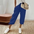 thumbnail image 1 of Capri Pants for Women Cotton High Waisted Wide Leg Casual Lounge Pant Summer Capris Adjustable Drawstring with Pockets, 1 of 8