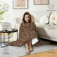thumbnail image 4 of Wearable Blanket,Brown and Black Leopard Print Hooded Wearable Flannel Blanket for Adults & Teens,Winter Poncho Shawl Wrap Cape Cozy Anti-Pill,50"x60", 4 of 5