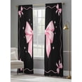 thumbnail image 4 of Valentine's Day Sheer Curtains 84 Inch Length 2 Panels Set Window Treatments, Pink Bowknot Ribbon on Black Mother's Day Rod Pocket Semi Curtains for Living Room/Bedroom/Kitchen Décor, 104"W x 84"L, 4 of 7