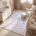 thumbnail image 3 of Lahome Washable 5'x7' Area Rug, Pink Vintage Floral Rugs for Living Room, Soft Non-Slip Botanical Carpet for Bedroom Girls Teens, Boho Flower Nursery Playroom Dorm Decor, Pink, 3 of 11