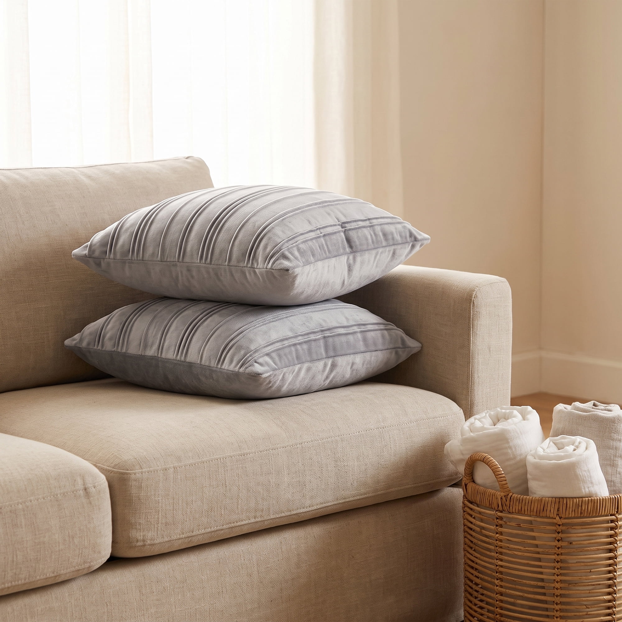 Unique Bargains 2Pcs Textured Throw Pillow Covers Couch Cushion Cases Grey 18" x 18"