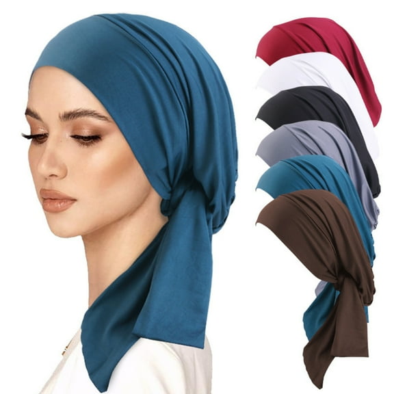 Airvexalon 6 Pieces Elastic Ribbon Headscarf Pre Tied Headwear for Women Chemo, Hair Loss, Alopecia for Sensitive Scalp with Ties