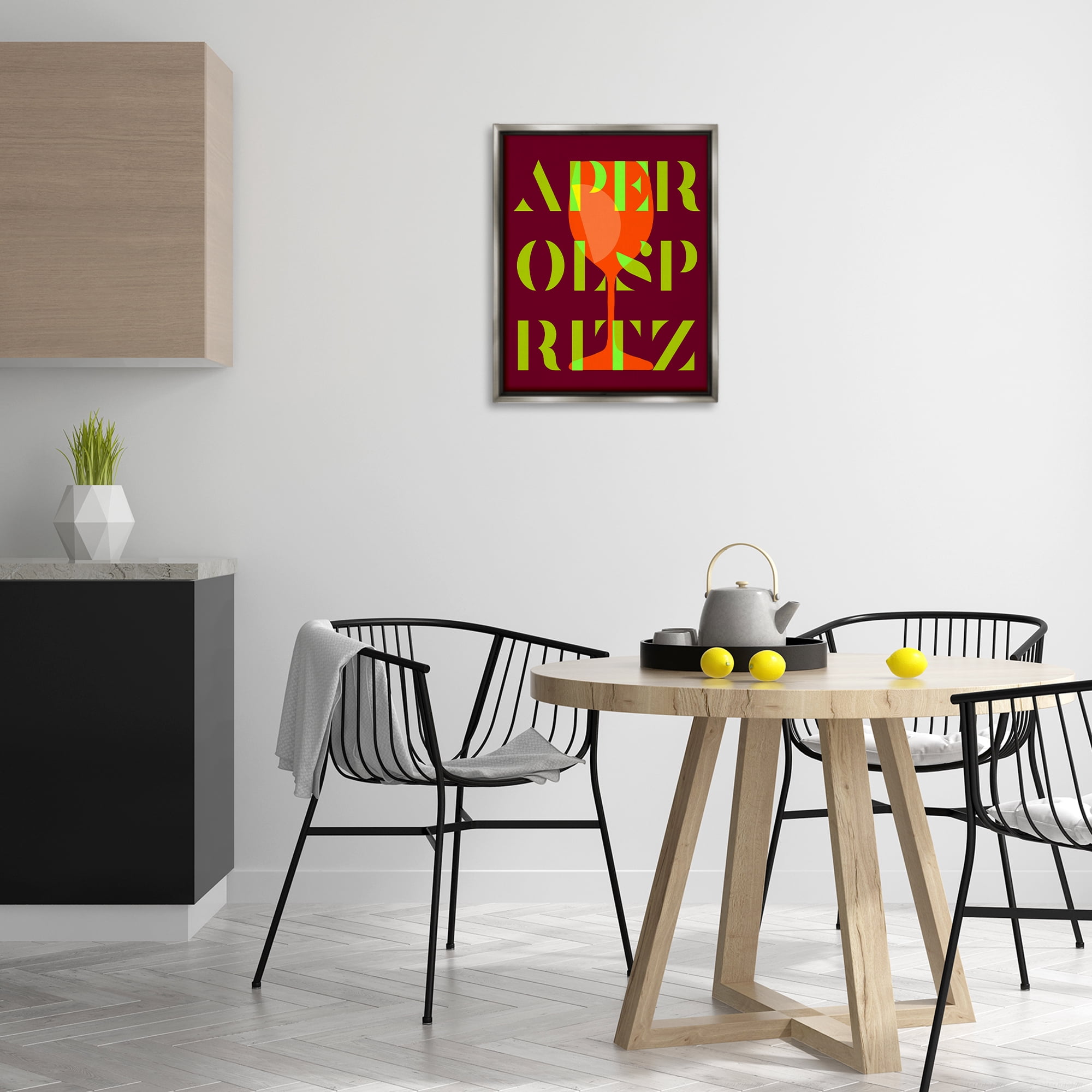 Stupell Industries Modern Aperol Spritz Food & Beverage Painting Gray Floater Framed Canvas Art Print Wall Art, 17 x 21