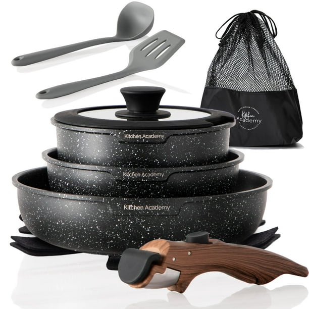 Juego de utensilios de cocina Kitchen Academy con mango extraíble, 10 piezas