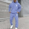 thumbnail image 2 of Men's Tracksuits 2 Piece Set Casual graphics print Relaxed Fit Hoodie Sweatshirt and Joggers Sweatpants Sets Pullover Suit with Pocket Light Blue S, 2 of 4