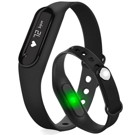 C6 Smart Fitness Tracker Activity Heart Rate Monitoring Smart Wristband Bluetooth 4.0 with Pedometer Call SMS Reminder IP65 Waterproof Support Androiod and IOS