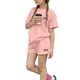 thumbnail image 2 of Conjuntos de blusas y camisas de cuello redondo y manga corta para niños, conjunto de dos piezas de top y pantalones cortos de manga corta con cuello redondo y manga corta para niños, top de poliéster, 2 of 6