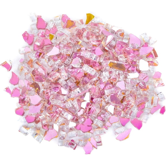 10-Pound Reflective Tempered Fireplace Glass and Fire Pit Glass, Rose , 1/2-Inch
