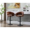 thumbnail image 4 of Guyou Modern Swivel Bar Stools Set of 2, Adjustable PU Leather Counter Bar Chairs with Footrest for Kitchen Island Dining Room, Brown, 4 of 12