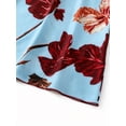 thumbnail image 4 of Blue Floral Print Ruched Waist V-Neck Spaghetti Strap Maxi Dress For Evening, 4 of 4