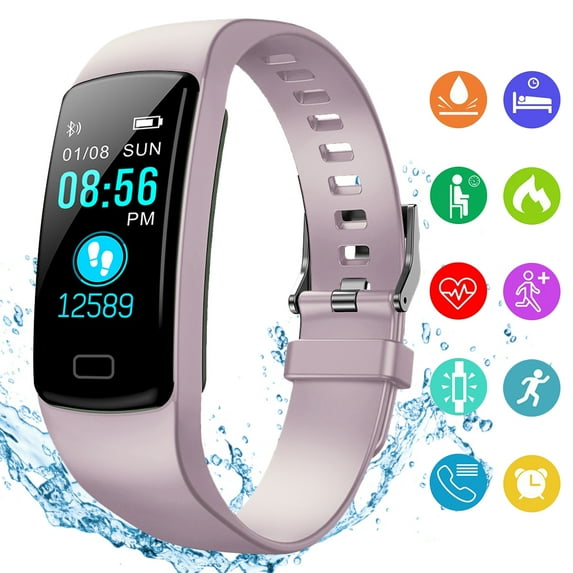 Betheaces Waterproof Fitness Tracker, with Heart Rate Monitor, Smart Wristband for IOS Android Smartphone(Pink)
