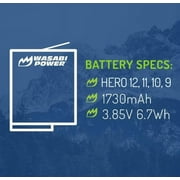 Wasabi Power Battery (2-Pack) and Triple Charger for GoPro HERO12 Black, HERO11 Black, HERO10 Black & HERO9 Black