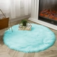 thumbnail image 7 of Latepis Light Blue Fur Round Rug 3 ft, Faux Sheepskin Circle Rug for Living Room, Boho Rugs, Bedroom Rugs Fluffy, Kid's Room, Teen Room, Dorm, Cute Room Décor, 7 of 7