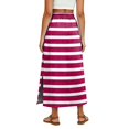 thumbnail image 6 of Women's Maxi Skirt Summer Boho Striped Print Elastic Waisted Drawstring Skirt Casual Beach Long Skirts with Pockets Hot 2XL, 6 of 6