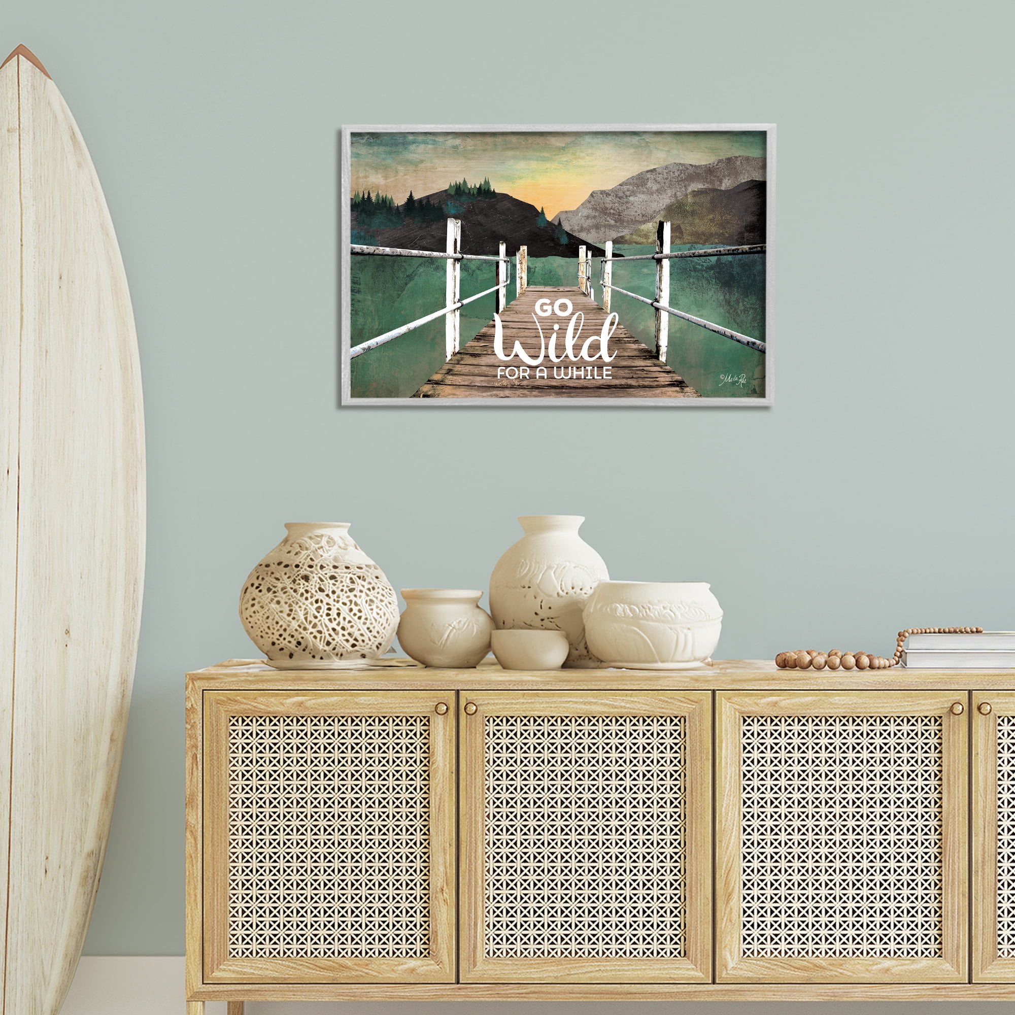 Stupell Industries Go Wild Rustic Phrase Landscape Painting Gray Framed Art Print Wall Art, 30 x 20