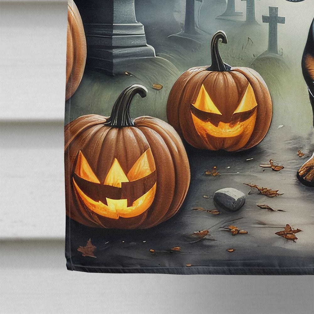 Halloween Dachshund Dog House Flag 28x40IN Double-Sided Polyester Decorative Sleeve Pole Flag for Outdoor Home Garden