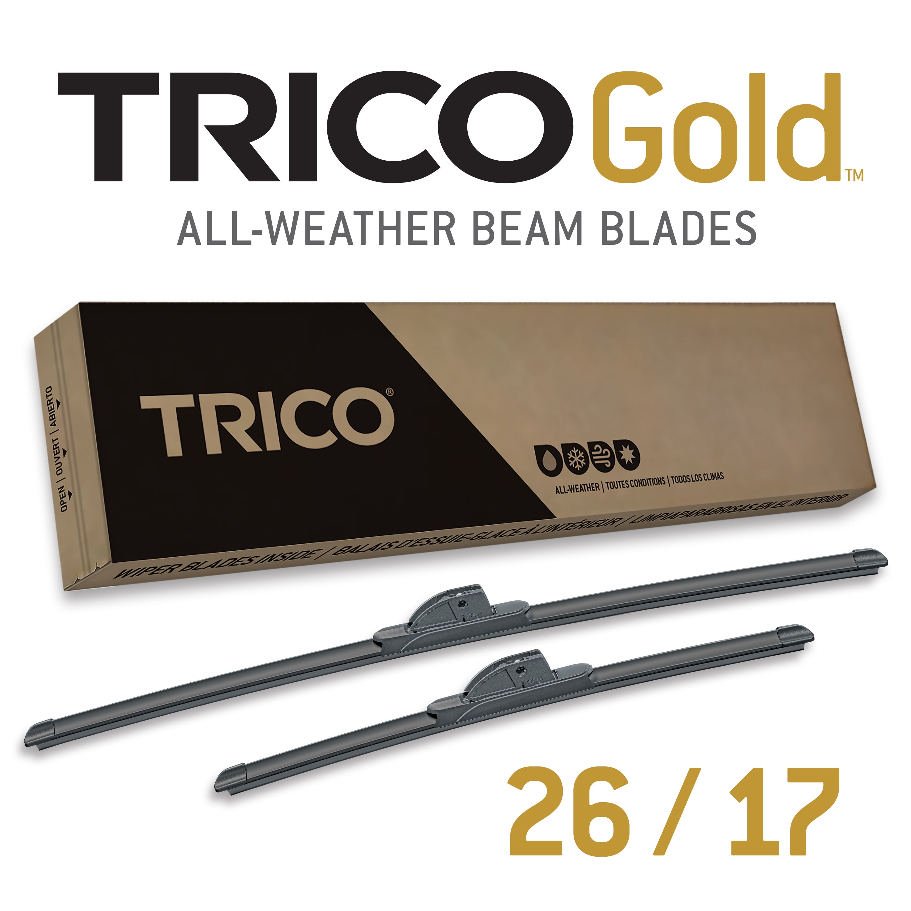 TRICO Gold 2 Pack All Weather Automotive Replacement Wiper Blades 26 and 17 Inch (18-2617)